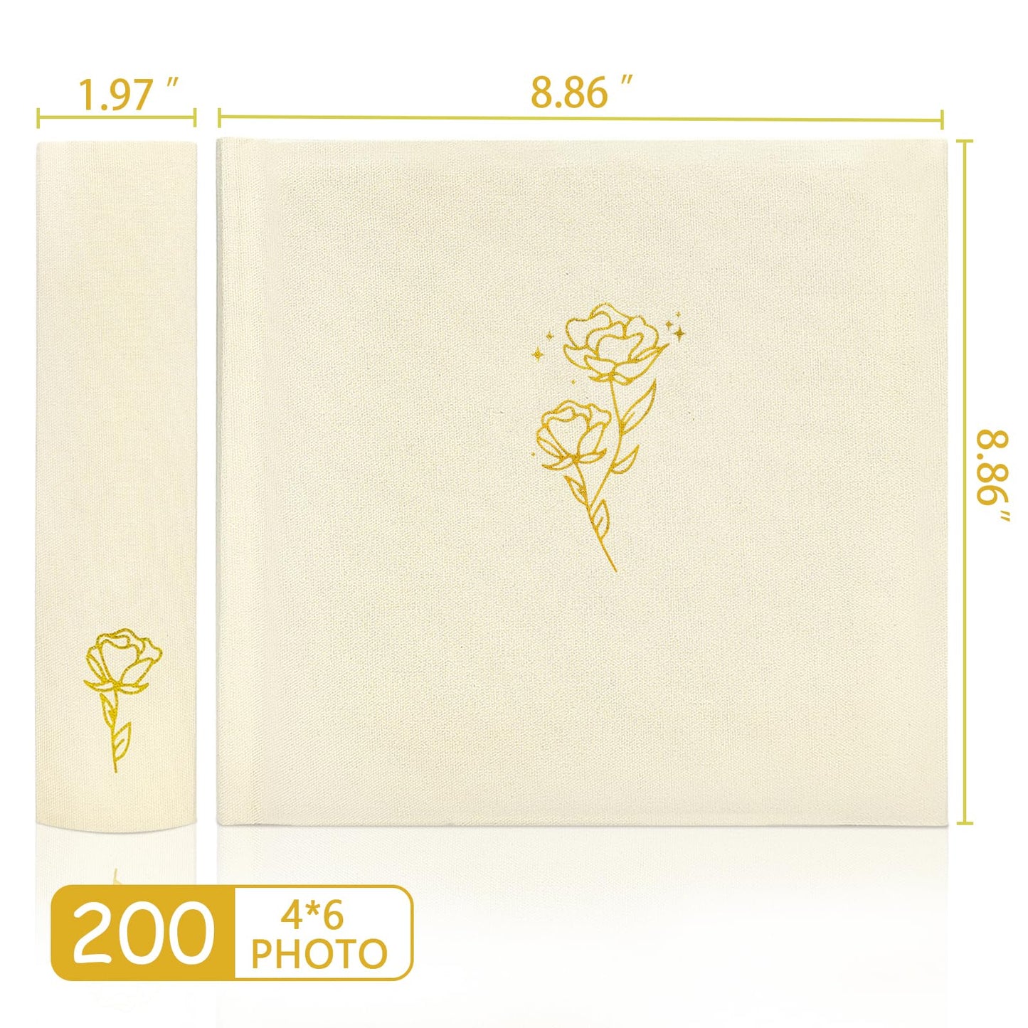 KUWORD | Rose Gold Foil Photo Album 4x6 - 200 Pockets (Beige)