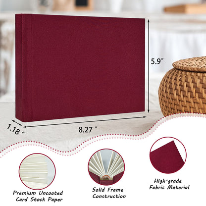 3 Inch Instax Mini Photo Album Linen Hardcover with 52 Pockets - Extra Wide Writing Space for Fujifilm,Digital Camera,HP Sprocket & KPOP Photo Cards,Premium Acid-Free Photo Book Gift(Burgundy)