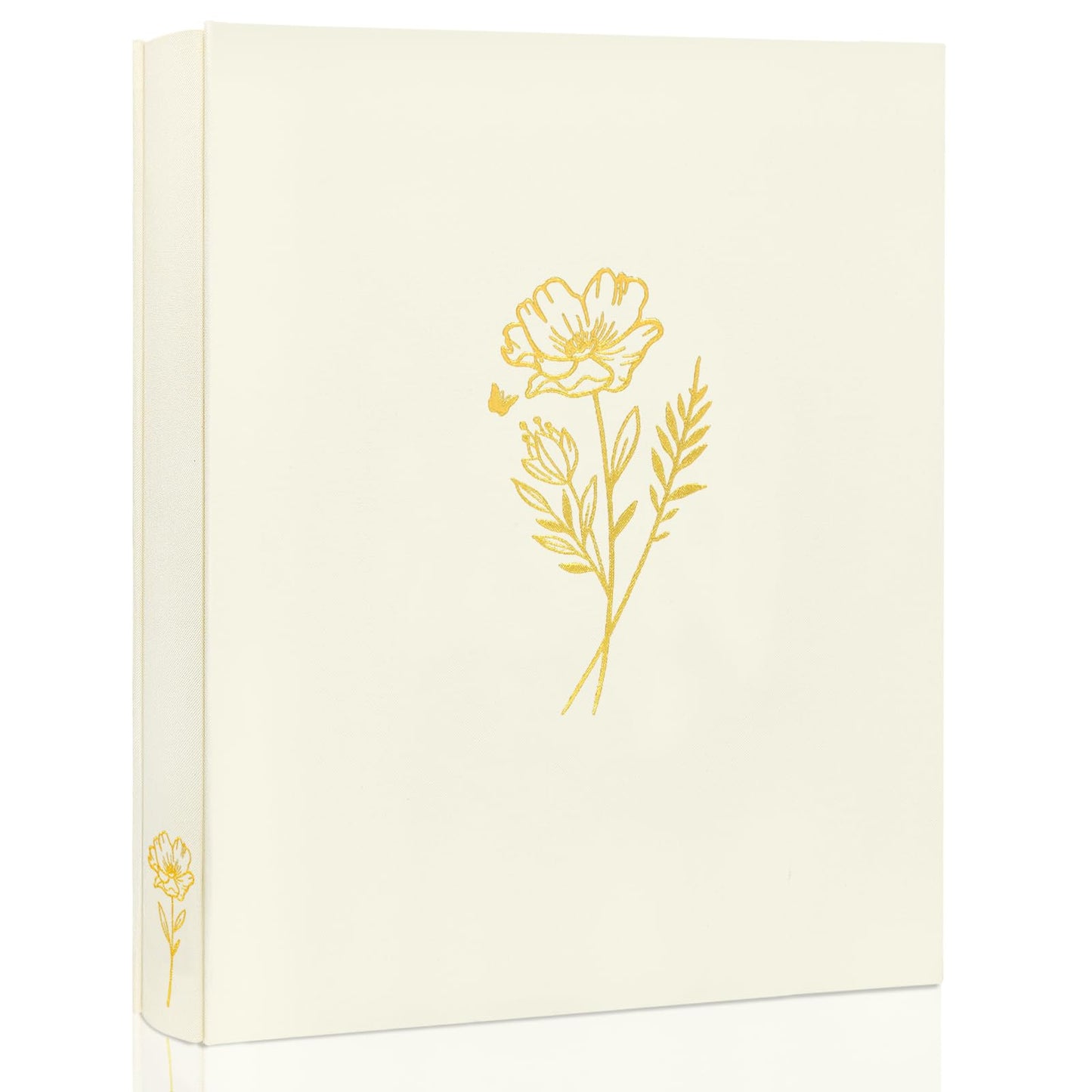 KUWORD | 5x7 Photo Album - Holds 200 Photos, Elegant Linen Fabric Cover with Gold Foil (Beige)