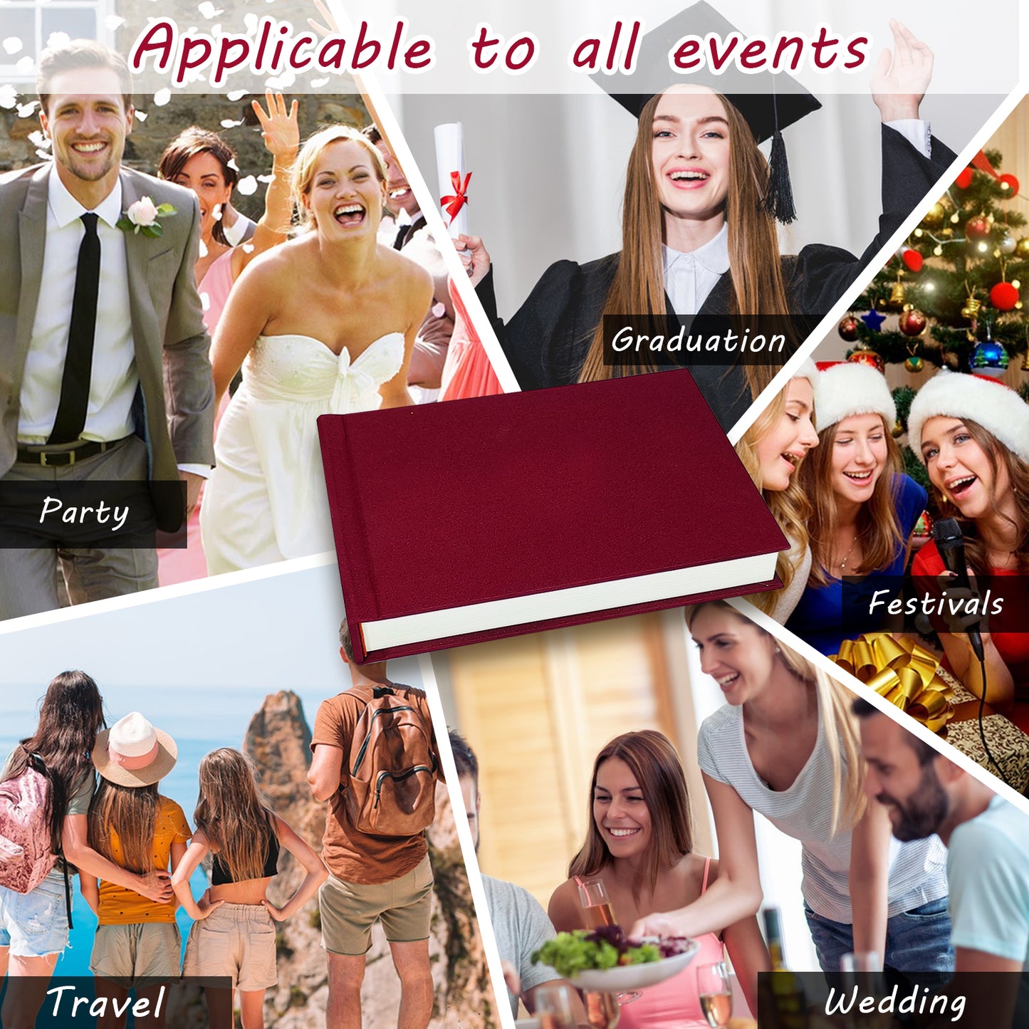 3 Inch Instax Mini Photo Album Linen Hardcover with 52 Pockets - Extra Wide Writing Space for Fujifilm,Digital Camera,HP Sprocket & KPOP Photo Cards,Premium Acid-Free Photo Book Gift(Burgundy)