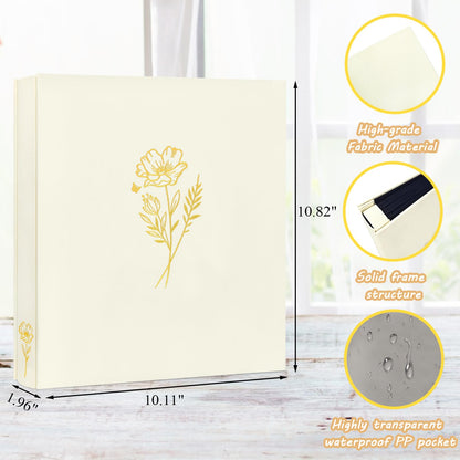 Álbum de fotos de 8x10 con capacidad para 100 fotos, 100 bolsillos, álbum de fotos con excelente cubierta de tela, libro de fotos para fotos de 8x10, álbum de fotos para viajes, bodas, recuerdos familiares, beige