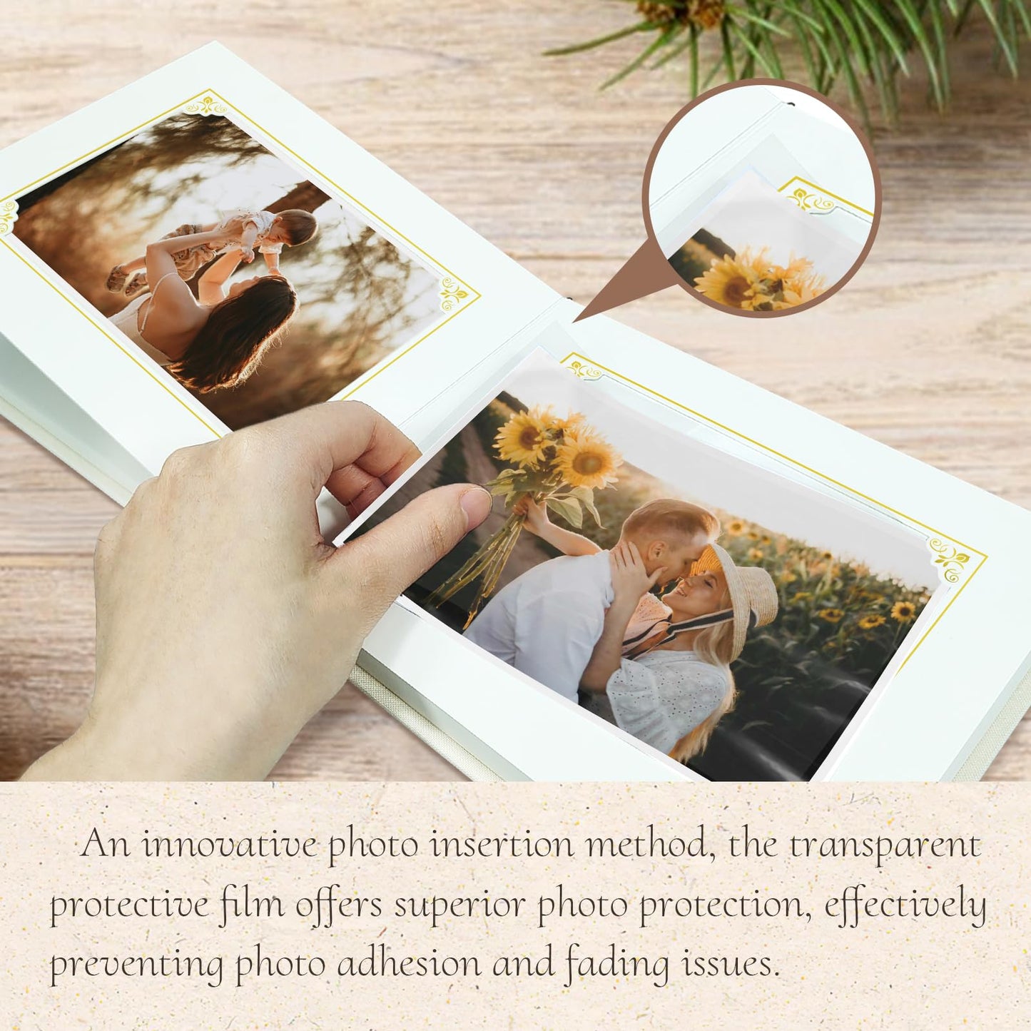 Álbum de fotos pequeño de 6x4, con capacidad para 20 fotos, tapa dura de lino, mini álbum para presumir con espacio para notas, 1 foto por página, álbum de fotos portátil para bodas, bebés, viajes, graduaciones, beige