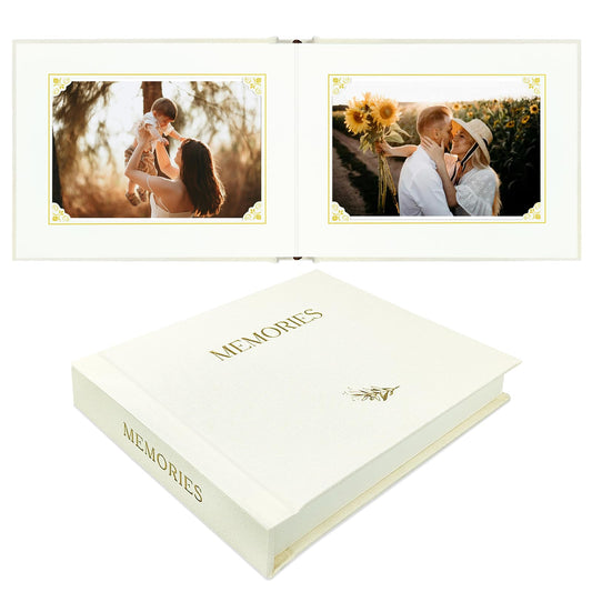 KUWORD | Small Linen Photo Album 6x4 - Holds 20 Photos (Beige)