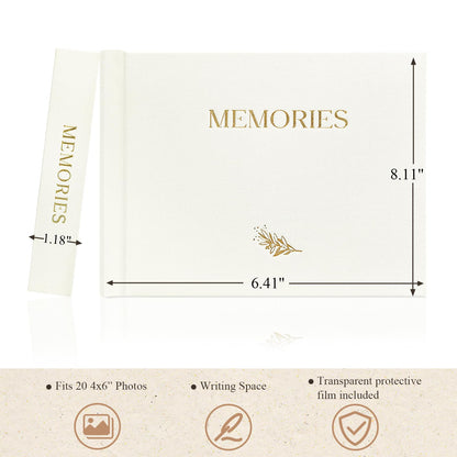 Álbum de fotos pequeño de 6x4, con capacidad para 20 fotos, tapa dura de lino, mini álbum para presumir con espacio para notas, 1 foto por página, álbum de fotos portátil para bodas, bebés, viajes, graduaciones, beige