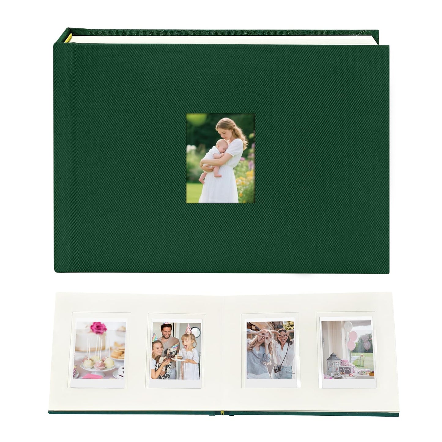 Mini álbum de fotos de tapa dura de 3 pulgadas, 52 bolsillos con espacio extra ancho para escribir para Fujifilm Instax Mini, cámara instantánea Evo Liplay, cámara digital, HP Sprocket, tarjetas fotográficas de K-pop, color oliva