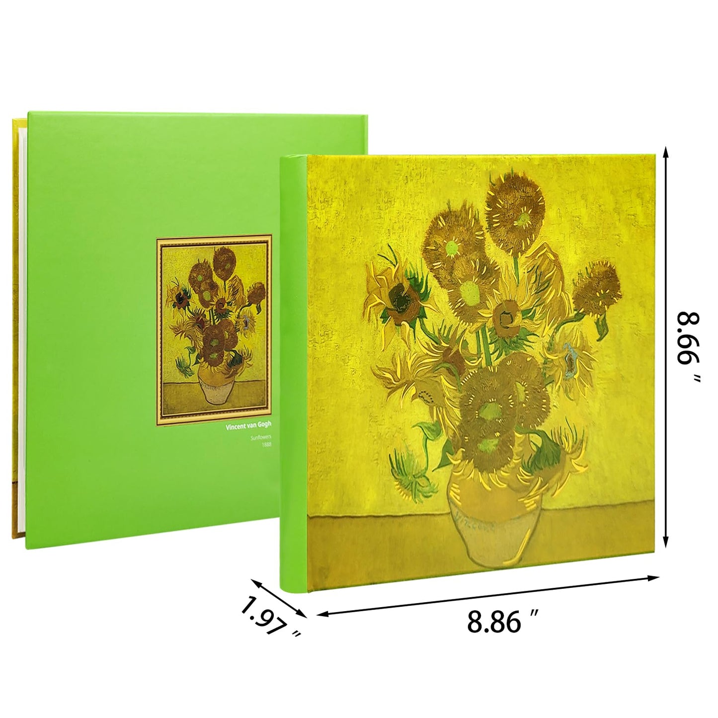 Álbum de fotos de girasoles 4x6 - Inspirado en Van Gogh con 200 bolsillos sin ácido y espacio para escribir, Libro de invitados de boda, Recuerdo floral para aniversario - Kuword