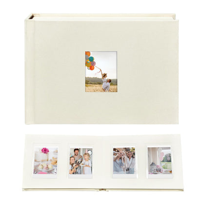 KUWORD | 52 Pockets 3 Inch Instax Mini Photo Album with Writing Space - For Fujifilm, Polaroid, Kpop Cards (Beige)