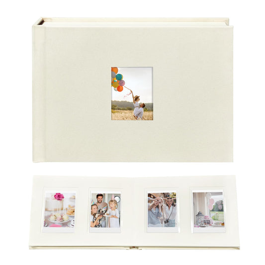 KUWORD | 52 Pockets 3 Inch Instax Mini Photo Album with Writing Space - For Fujifilm, Polaroid, Kpop Cards (Beige)