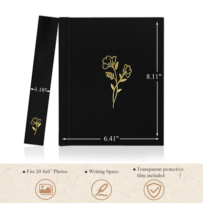 KUWORD | Small Linen Photo Album 4x6 - Holds 20 Photos (Black)