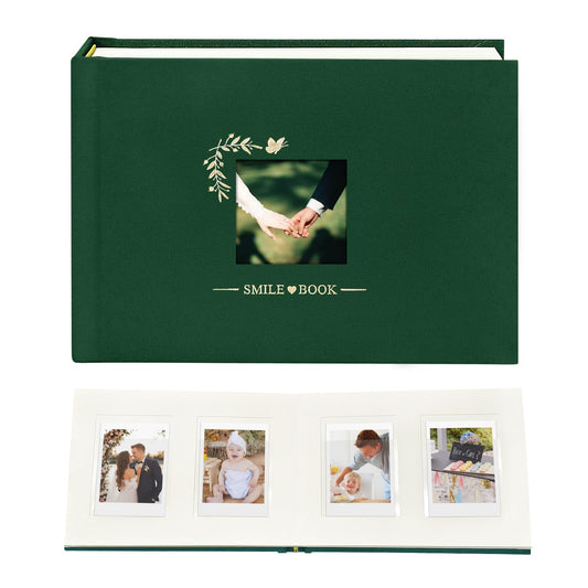 KUWORD | 52 Pockets 3 Inch Instax Mini Photo Album with Writing Space - For Fujifilm, Polaroid, Kpop Cards (Olive)