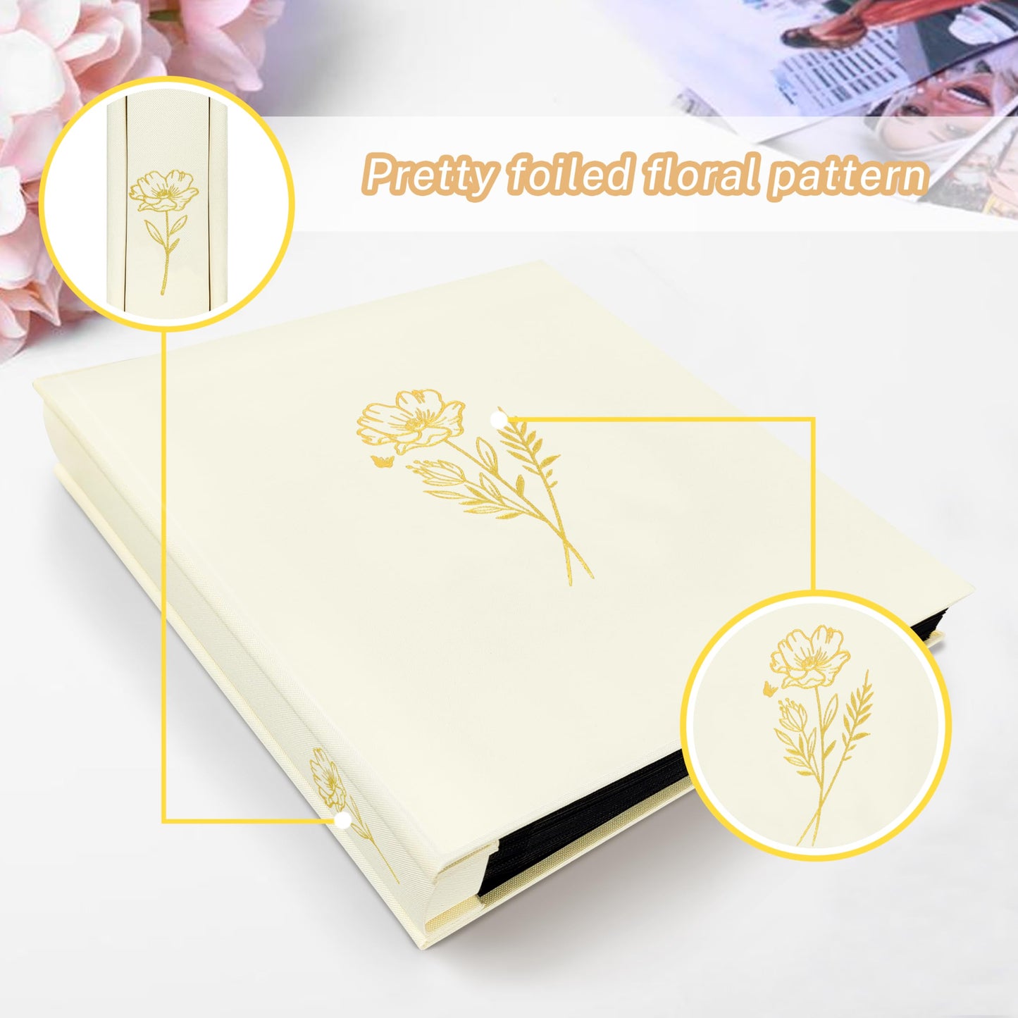 Álbum de fotos de 8x10 con capacidad para 100 fotos, 100 bolsillos, álbum de fotos con excelente cubierta de tela, libro de fotos para fotos de 8x10, álbum de fotos para viajes, bodas, recuerdos familiares, beige
