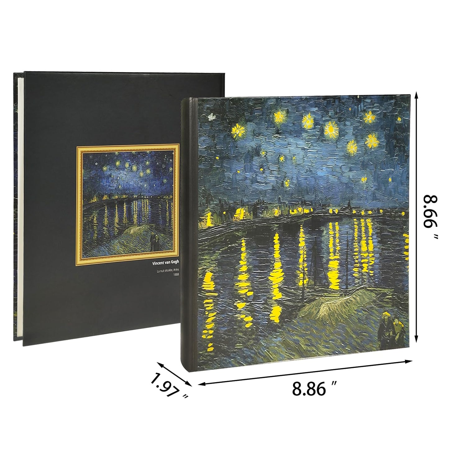 Álbum de fotos 4x6 Van Gogh Noche estrellada sobre el Ródano, Inspirado en el arte para parejas, 200 bolsillos con espacio para escribir, Libro de recuerdos de aniversario para parejas y familias -Kuword