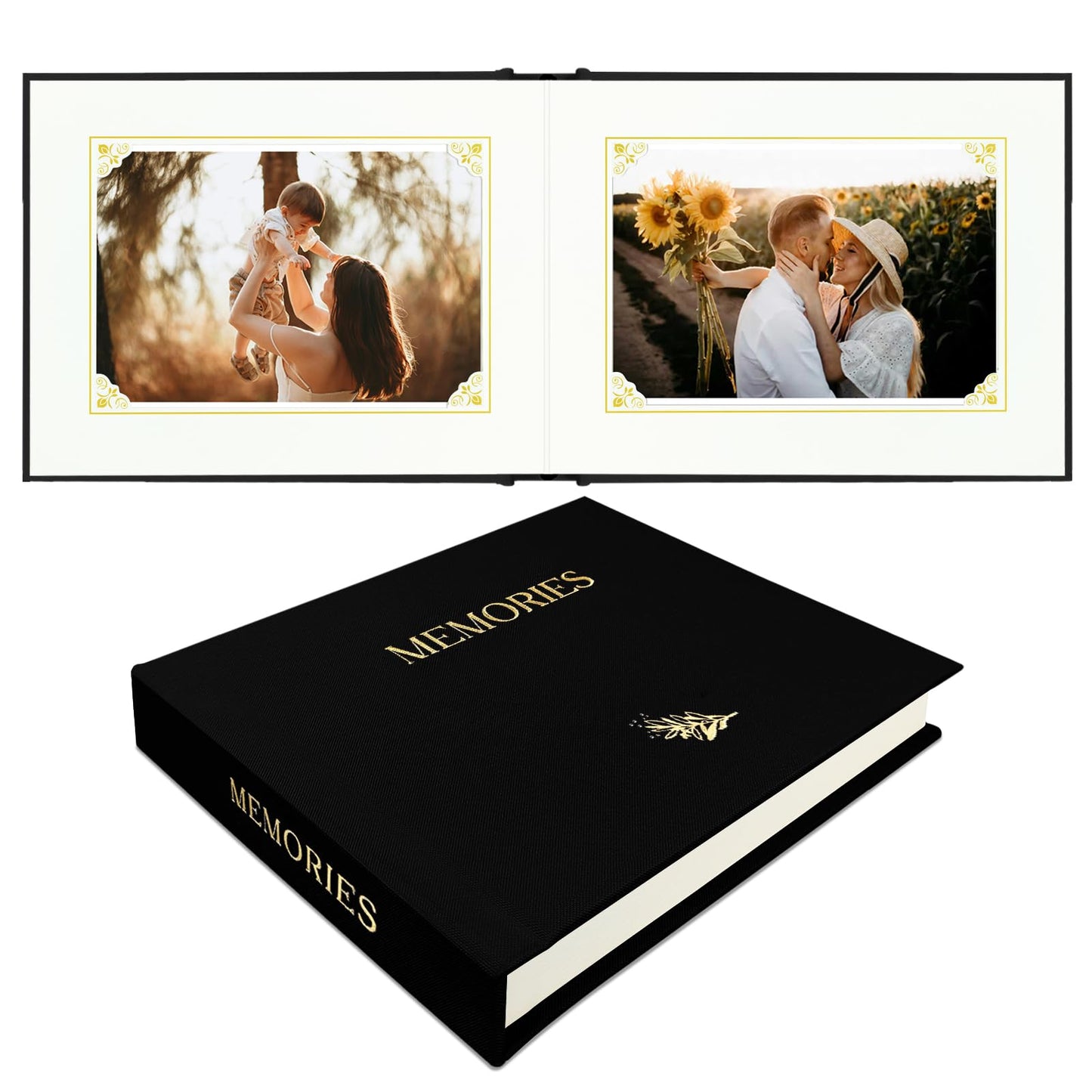 Álbum de fotos pequeño 6x4 para 20 fotos, tapa dura de lino, mini álbum de bolsillo con espacio para notas, 1 foto por página, álbum de fotos portátil para bodas, bebés, viajes, graduaciones, negro