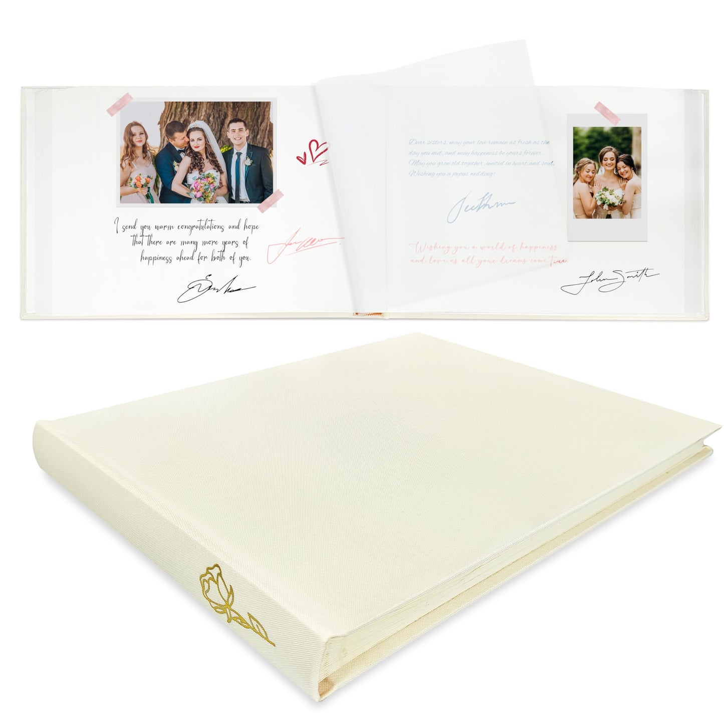 Libro de visitas para bodas 50 páginas en blanco álbum de fotos cuaderno de bocetos cubierta de lino libro de visitas Polaroid para firmar en bodas, recepciones, fiestas, baby showers, cumpleaños, funerales, eventos especiales, beige