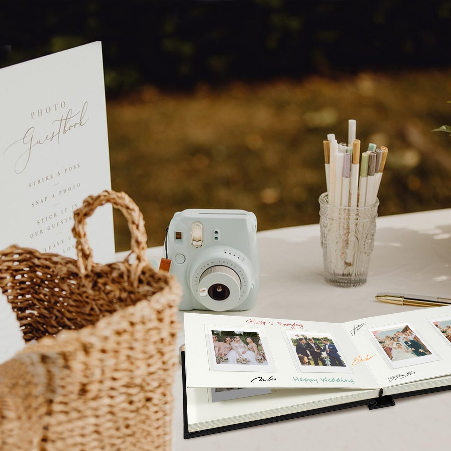 KUWORD | 52 Pockets 3 Inch Instax Mini Photo Album with Writing Space - For Fujifilm, Polaroid, Kpop Cards (Black)