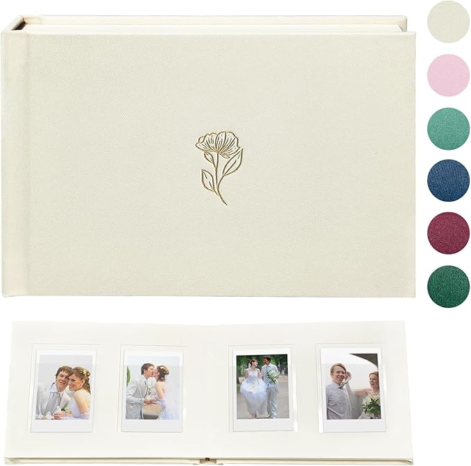 KUWORD | 52 Pockets 3 Inch Instax Mini Photo Album with Writing Space - For Fujifilm, Polaroid, Kpop Cards (Beige)