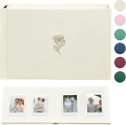 KUWORD | 52 Pockets 3 Inch Instax Mini Photo Album with Writing Space - For Fujifilm, Polaroid, Kpop Cards (Beige)