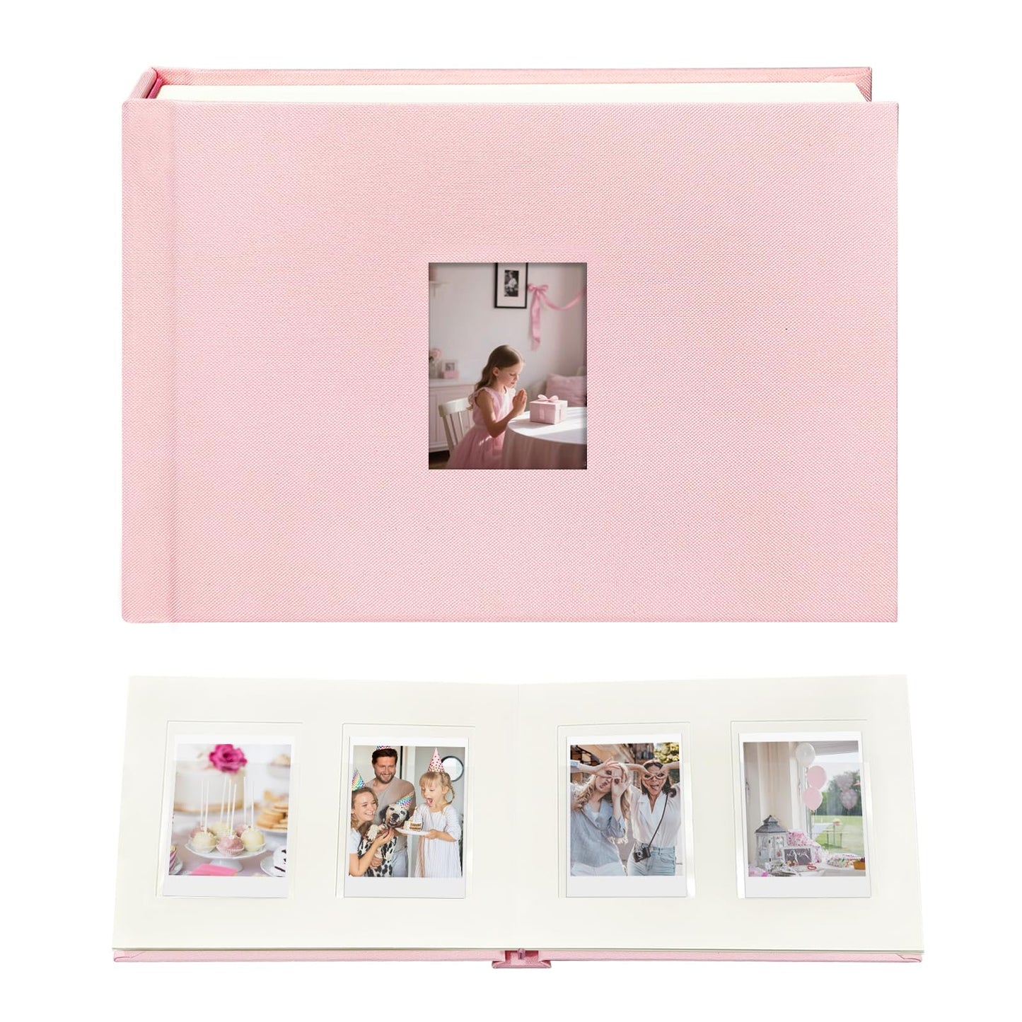Mini álbum de fotos de tapa dura de 3 pulgadas, 52 bolsillos con espacio de escritura extra ancho para Fujifilm Instax Mini, cámara instantánea Evo Liplay, cámara digital, HP Sprocket, K-pop Photo Cards Rosa
