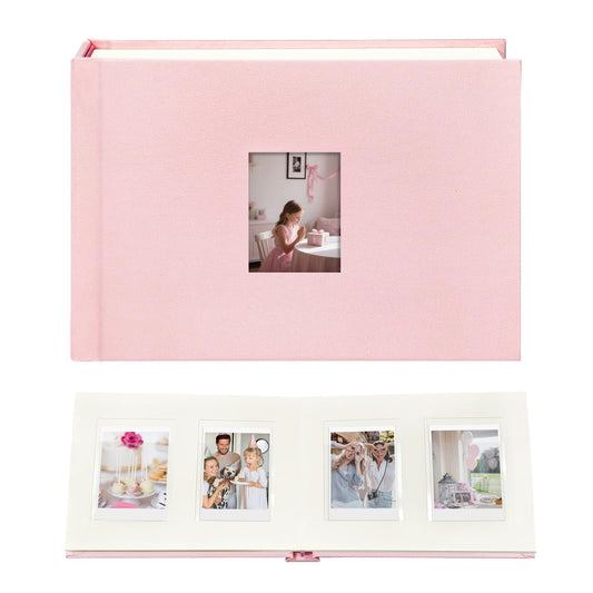 KUWORD | 52 Pockets 3 Inch Instax Mini Photo Album with Writing Space - For Fujifilm, Polaroid, Kpop Cards (Pink)
