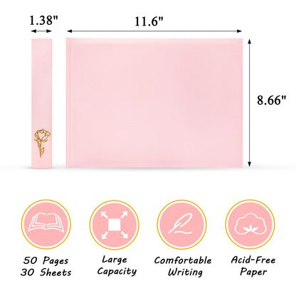 Libro de visitas para bodas, 50 páginas en blanco, libro de visitas Polaroid para firmar en recepciones de bodas, libro de visitas con cubierta de lino para recepciones de fiestas de baby shower, cumpleaños, funerales y eventos especiales, rosa
