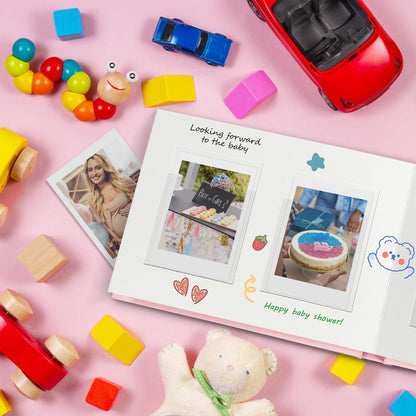 Mini álbum de fotos de tapa dura de 3 pulgadas, 52 bolsillos con espacio de escritura extra ancho para Fujifilm Instax Mini, cámara instantánea Evo Liplay, cámara digital, HP Sprocket, tarjetas fotográficas K-pop (rosa)