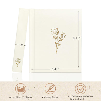 Álbum de Fotos Pequeño 4x6 con Capacidad para 20 Fotos, Tapa Dura de Lino, Mini Libro para Mostrar con Espacio para Notas, 1 Foto por Página, Álbum de Fotos Portátil para Bodas, Bebés, Viajes, Graduaciones, Beige
