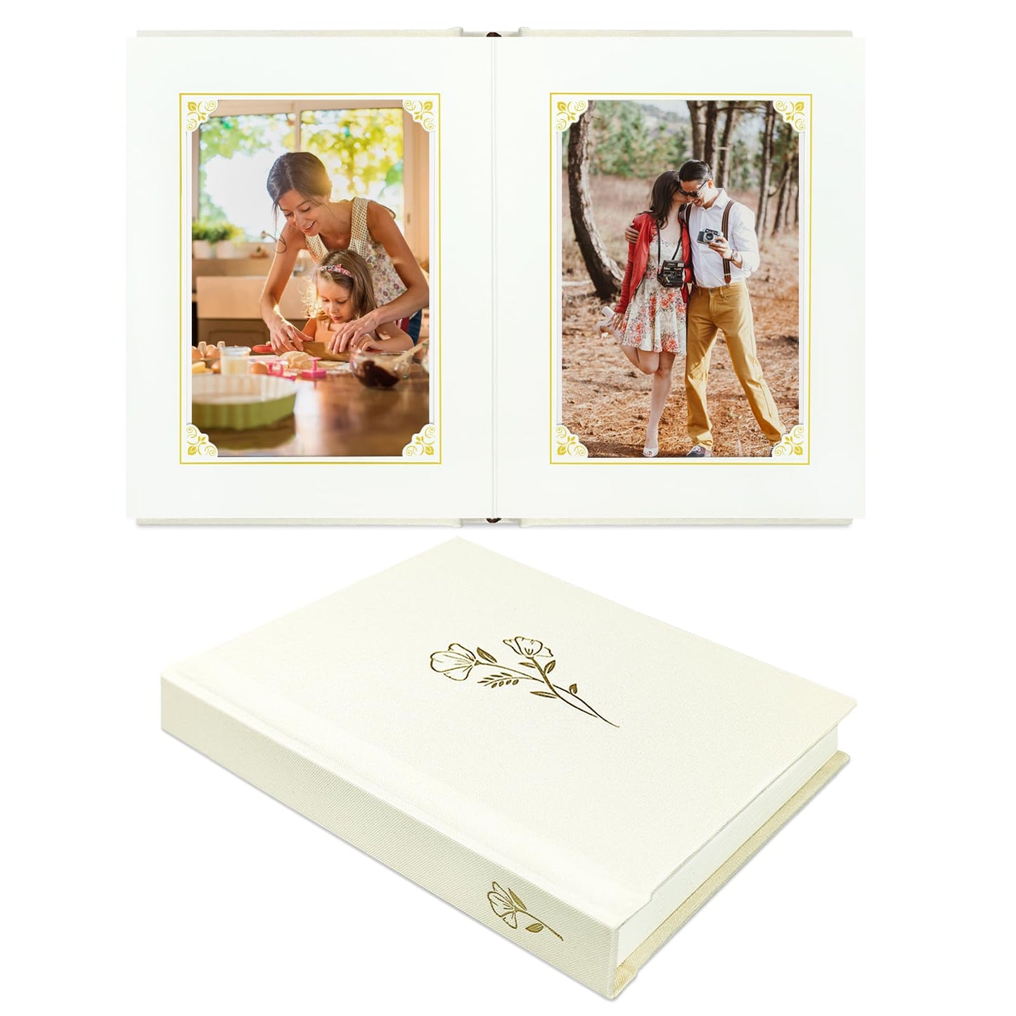 Álbum de Fotos Pequeño 4x6 con Capacidad para 20 Fotos, Tapa Dura de Lino, Mini Libro para Mostrar con Espacio para Notas, 1 Foto por Página, Álbum de Fotos Portátil para Bodas, Bebés, Viajes, Graduaciones, Beige