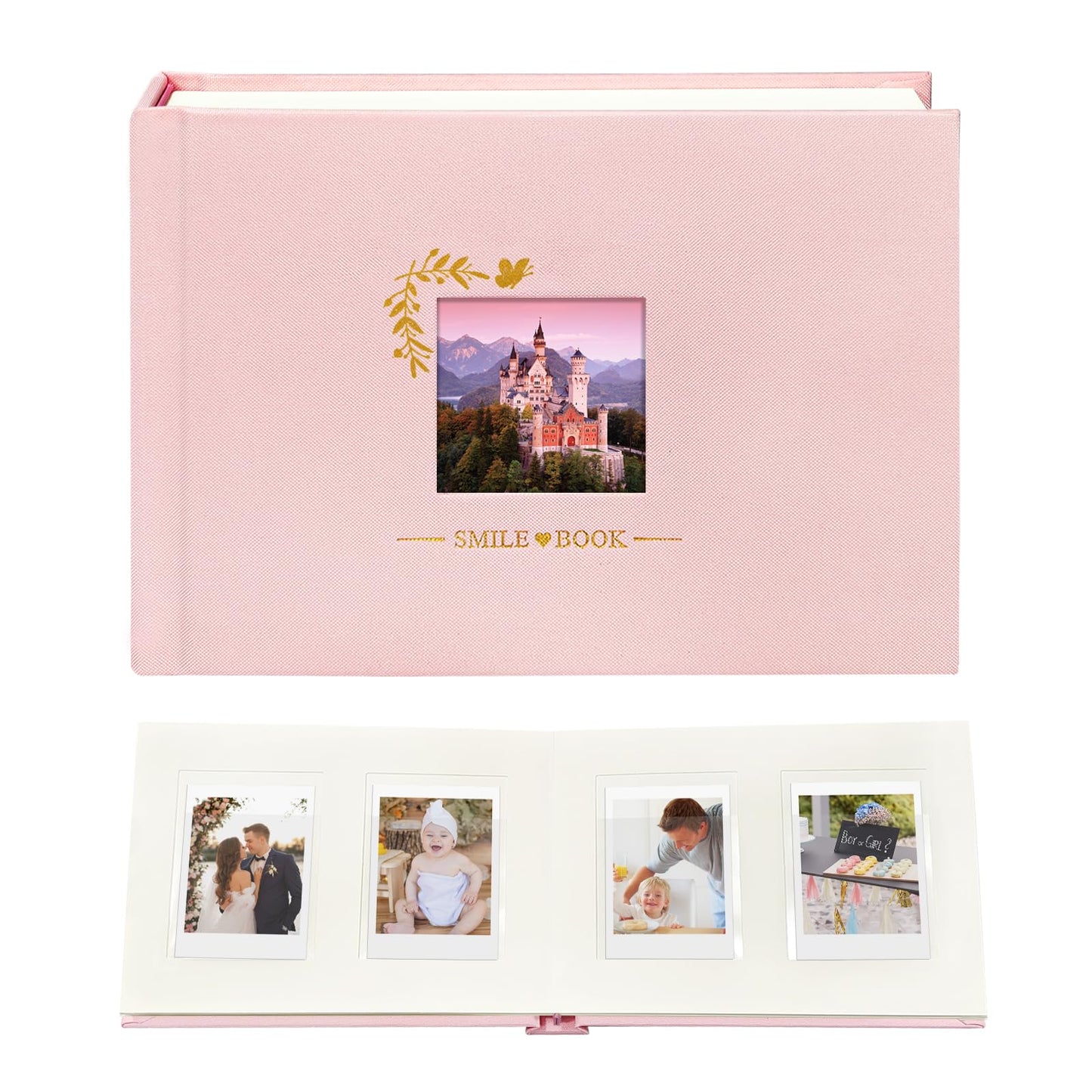 Mini álbum de fotos de tapa dura de 3 pulgadas, 52 bolsillos con espacio extra ancho para escribir para Fujifilm Instax Mini, Evo Liplay Instant Camera, cámara digital, HP Sprocket, tarjetas de fotos K-pop (rosa)