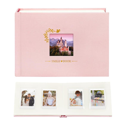 Mini álbum de fotos de tapa dura de 3 pulgadas, 52 bolsillos con espacio extra ancho para escribir para Fujifilm Instax Mini, Evo Liplay Instant Camera, cámara digital, HP Sprocket, tarjetas de fotos K-pop (rosa)