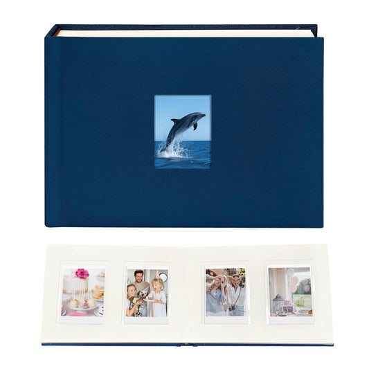 KUWORD | 52 Pockets 3 Inch Instax Mini Photo Album with Writing Space - For Fujifilm, Polaroid, Kpop Cards (Navy)