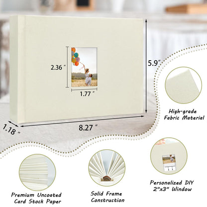 KUWORD | 52 Pockets 3 Inch Instax Mini Photo Album with Writing Space - For Fujifilm, Polaroid, Kpop Cards (Beige)