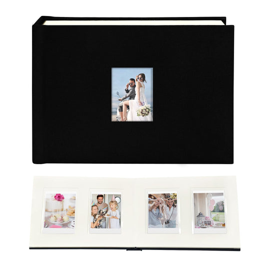 KUWORD | 52 Pockets 3 Inch Instax Mini Photo Album with Writing Space - For Fujifilm, Polaroid, Kpop Cards (Black)
