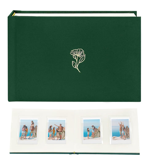 KUWORD | 52 Pockets 3 Inch Instax Mini Photo Album with Writing Space - For Fujifilm, Polaroid, Kpop Cards (Olive)