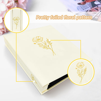 KUWORD | 5x7 Photo Album - Holds 200 Photos, Elegant Linen Fabric Cover with Gold Foil (Beige)