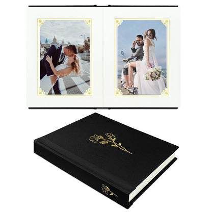 KUWORD | Small Linen Photo Album 4x6 - Holds 20 Photos (Black)