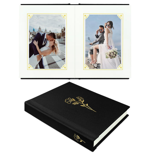 KUWORD | Small Linen Photo Album 4x6 - Holds 20 Photos (Black)