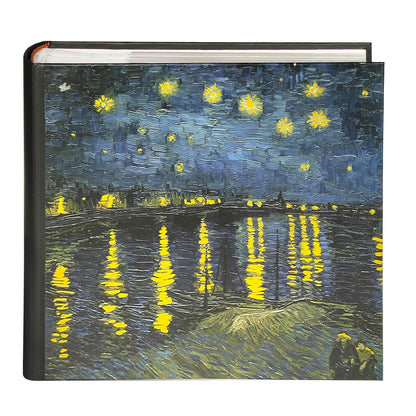 Álbum de fotos 4x6 Van Gogh Noche estrellada sobre el Ródano, Inspirado en el arte para parejas, 200 bolsillos con espacio para escribir, Libro de recuerdos de aniversario para parejas y familias -Kuword