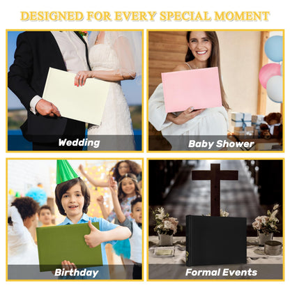 Libro de firmas para bodas, 50 páginas en blanco, libro de visitas Polaroid para firmar en recepciones de bodas, álbum de recortes de lino para recepciones, baby showers, cumpleaños, funerales, eventos especiales, negro