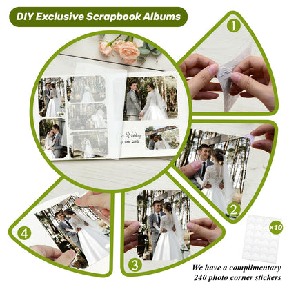 Álbum de fotos grande con espacio para escribir, 100 páginas, bricolaje para fotos de 3x5, 4x6, 5x7, 8x10, álbum de recortes de rosas, boda, bebé, libro de recuerdos, familia, viajes, oliva.