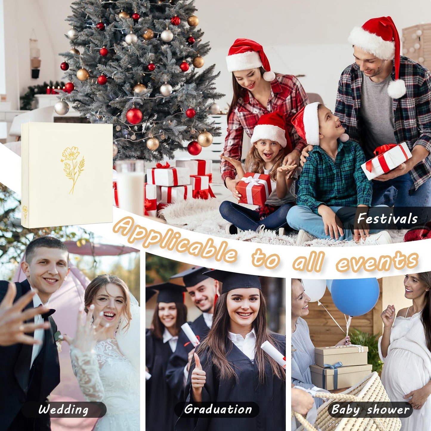 Álbum de fotos de 8x10 con capacidad para 100 fotos, 100 bolsillos, álbum de fotos con excelente cubierta de tela, libro de fotos para fotos de 8x10, álbum de fotos para viajes, bodas, recuerdos familiares, beige