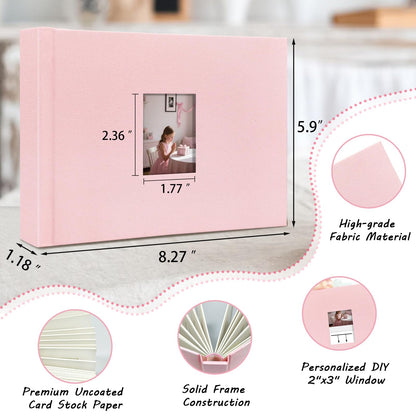 Mini álbum de fotos de tapa dura de 3 pulgadas, 52 bolsillos con espacio de escritura extra ancho para Fujifilm Instax Mini, cámara instantánea Evo Liplay, cámara digital, HP Sprocket, K-pop Photo Cards Rosa