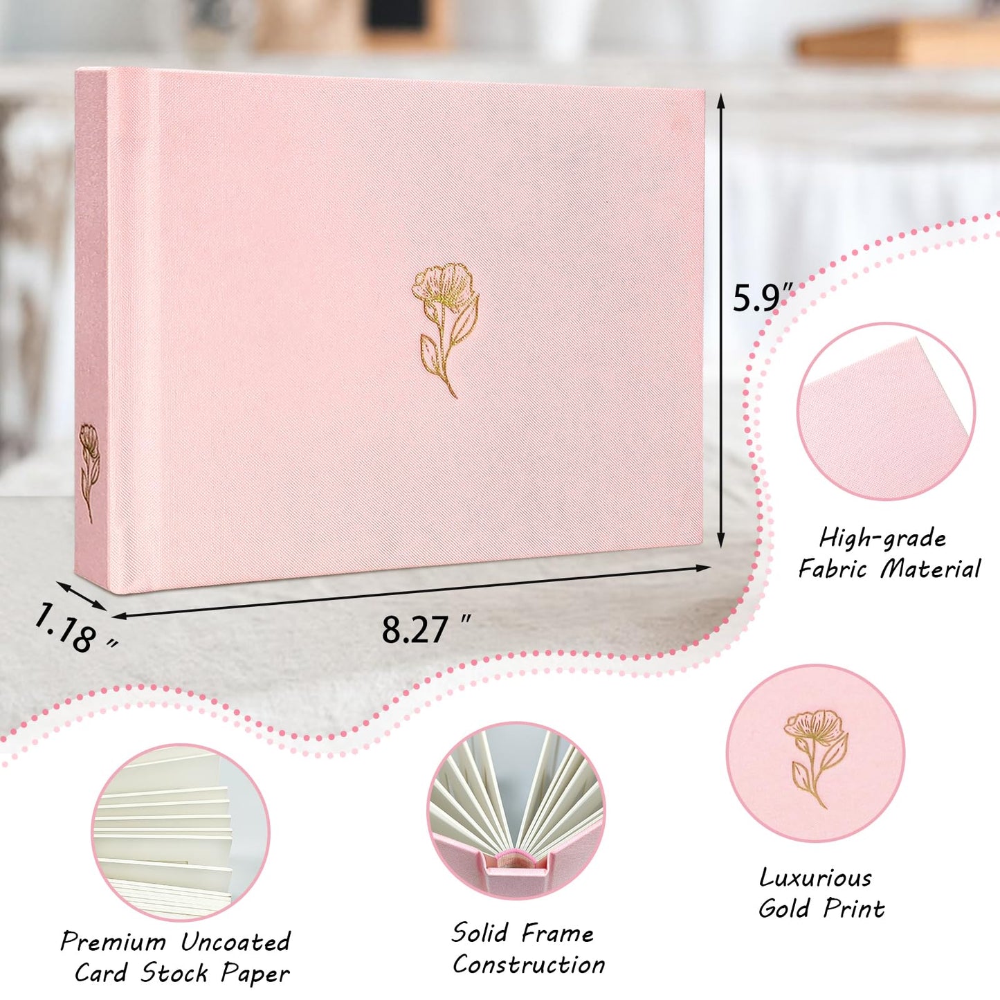 Mini álbum de fotos de tapa dura de 3 pulgadas, 52 bolsillos con espacio de escritura extra ancho para Fujifilm Instax Mini, cámara instantánea Evo Liplay, cámara digital, HP Sprocket, tarjetas fotográficas K-pop (rosa)