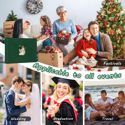 Mini álbum de fotos de tapa dura de 3 pulgadas, 52 bolsillos con espacio extra ancho para escribir para Fujifilm Instax Mini, cámara instantánea Evo Liplay, cámara digital, HP Sprocket, tarjetas fotográficas de K-pop, color oliva