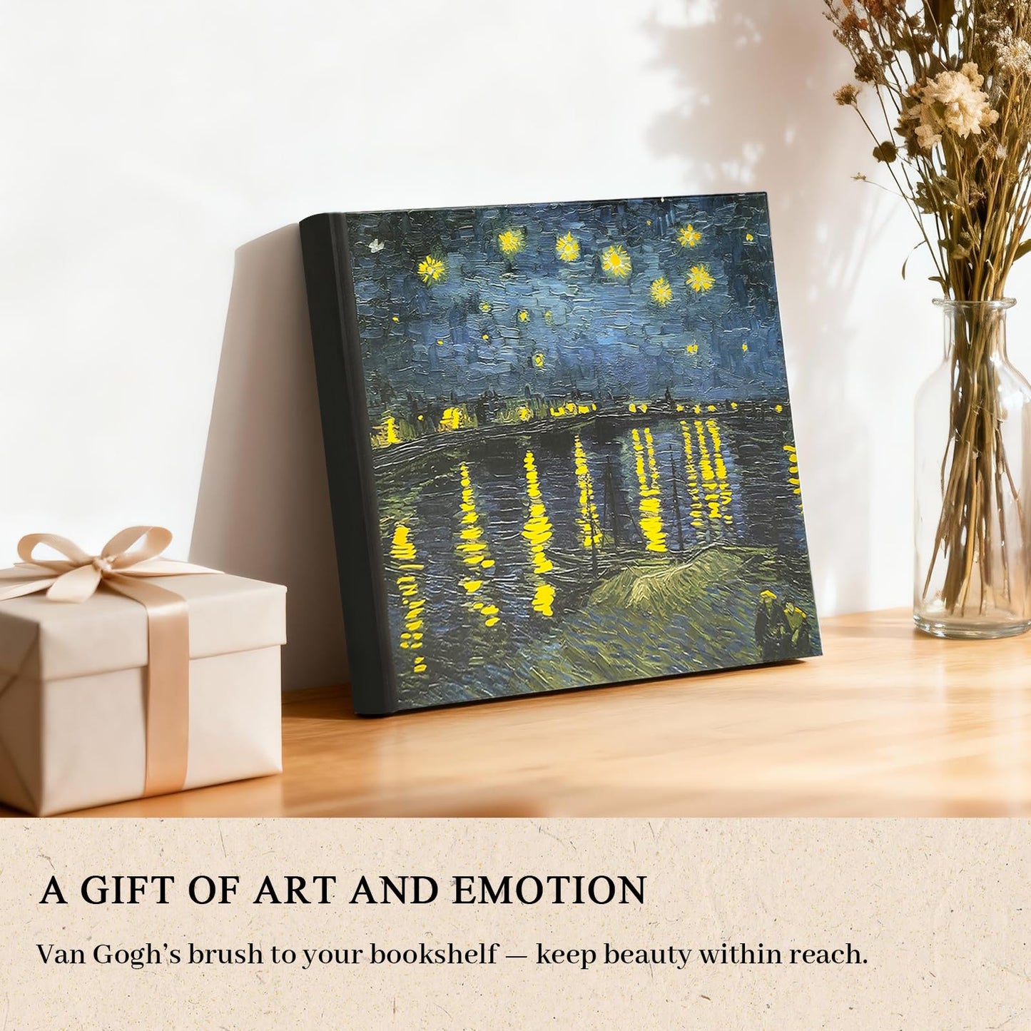 Álbum de fotos 4x6 Van Gogh Noche estrellada sobre el Ródano, Inspirado en el arte para parejas, 200 bolsillos con espacio para escribir, Libro de recuerdos de aniversario para parejas y familias -Kuword