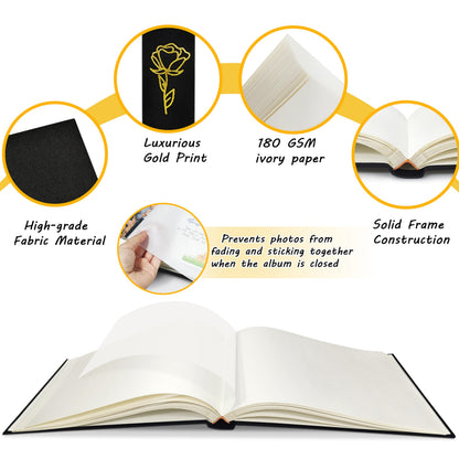 Libro de firmas para bodas, 50 páginas en blanco, libro de visitas Polaroid para firmar en recepciones de bodas, álbum de recortes de lino para recepciones, baby showers, cumpleaños, funerales, eventos especiales, negro