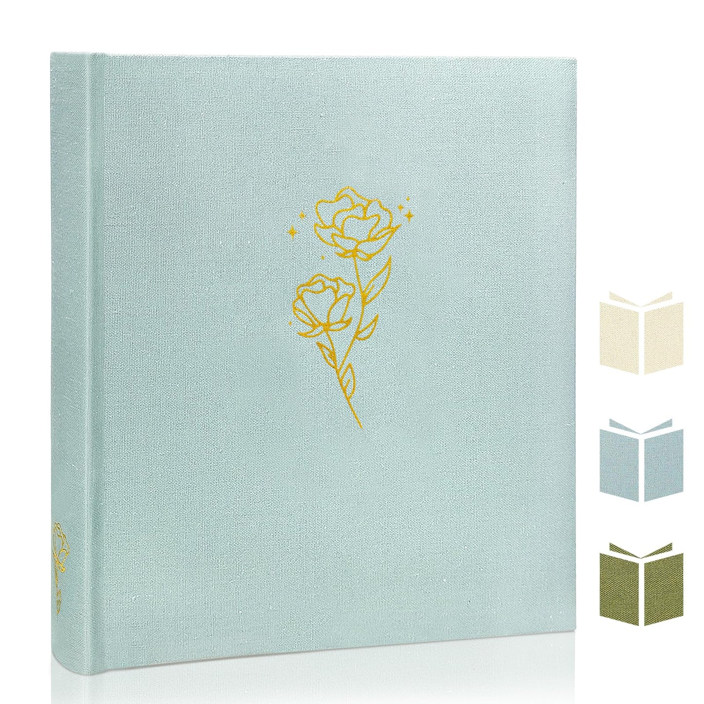 Álbum de fotos grande Rose Scrapbook con espacio para escribir, 100 páginas, álbum de fotos DIY para fotos de 3x5, 4x6, 5x7, 8x10, libro de recuerdos para bodas, bebés, familias, viajes, azul