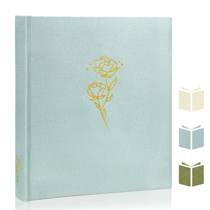 Álbum de fotos grande Rose Scrapbook con espacio para escribir, 100 páginas, álbum de fotos DIY para fotos de 3x5, 4x6, 5x7, 8x10, libro de recuerdos para bodas, bebés, familias, viajes, azul