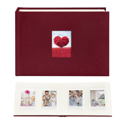 KUWORD | 52 Pockets 3 Inch Instax Mini Photo Album with Writing Space - For Fujifilm, Polaroid, Kpop Cards (Burgundy)
