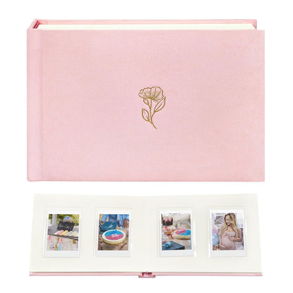 Mini álbum de fotos de tapa dura de 3 pulgadas, 52 bolsillos con espacio de escritura extra ancho para Fujifilm Instax Mini, cámara instantánea Evo Liplay, cámara digital, HP Sprocket, tarjetas fotográficas K-pop (rosa)