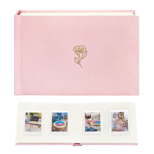 KUWORD | 52 Pockets 3 Inch Instax Mini Photo Album with Writing Space - For Fujifilm, Polaroid, Kpop Cards (Pink)